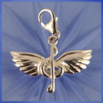 Sterling Silver Charm: Musical Note With Wings